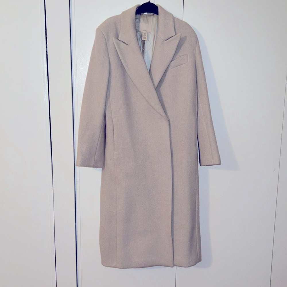 H&M Premium Wool-Blend Coat, size XS, Natural White